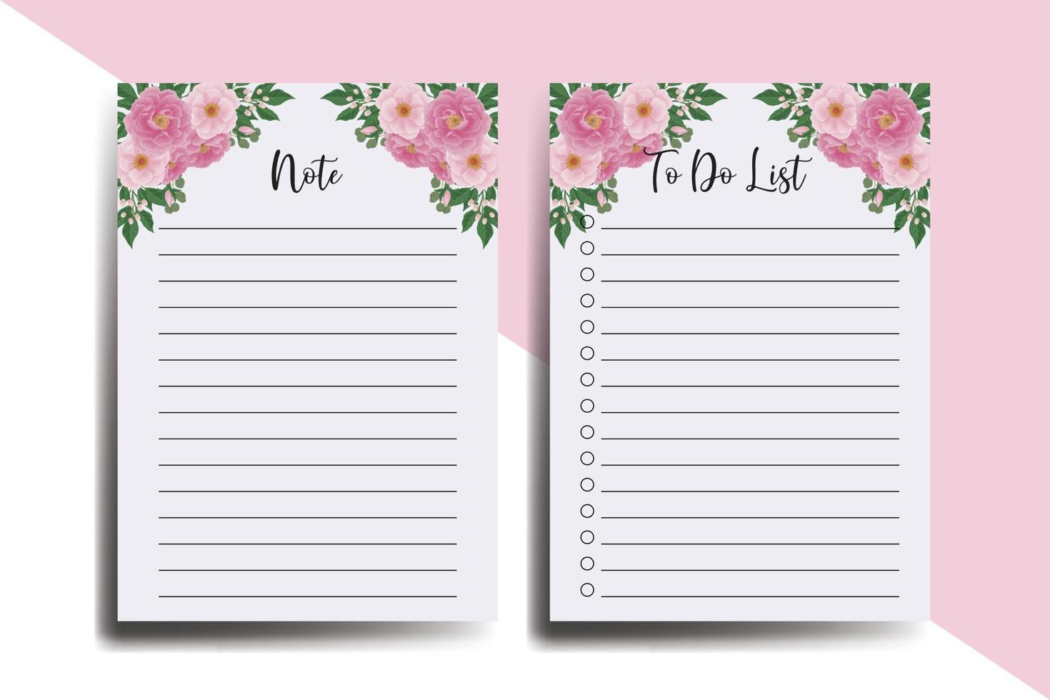 To do list Planner template Peony Flower Design vector