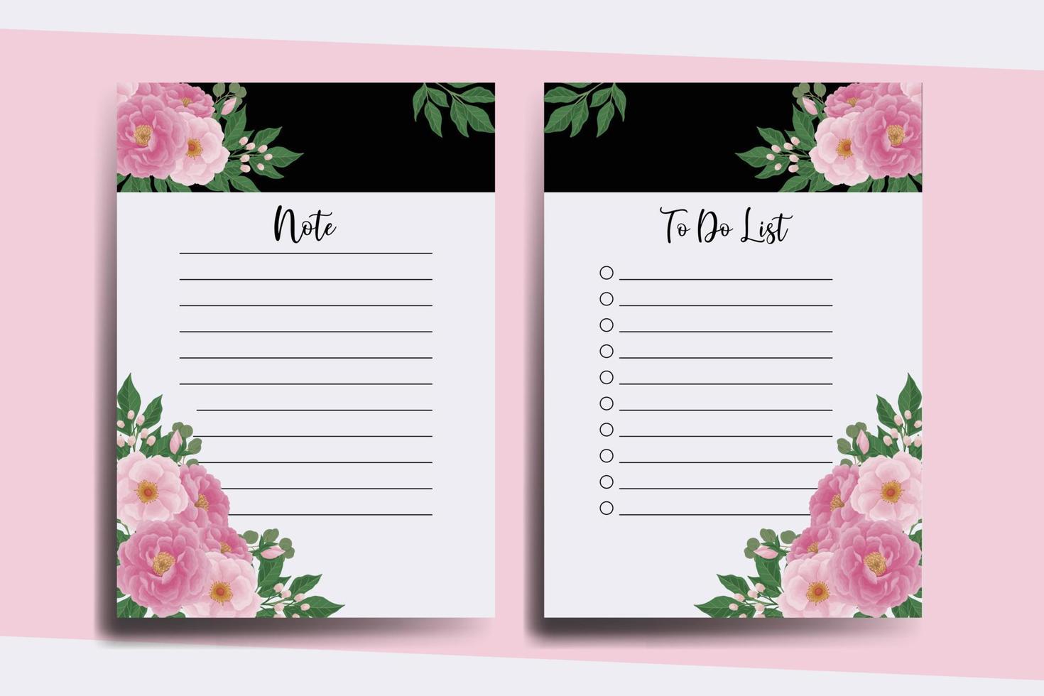 To do list Planner template Peony Flower Design vector