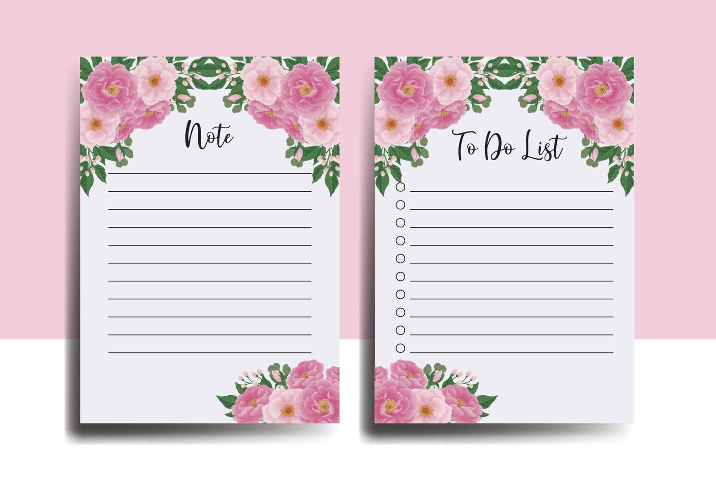 To do list Planner template Peony Flower Design vector