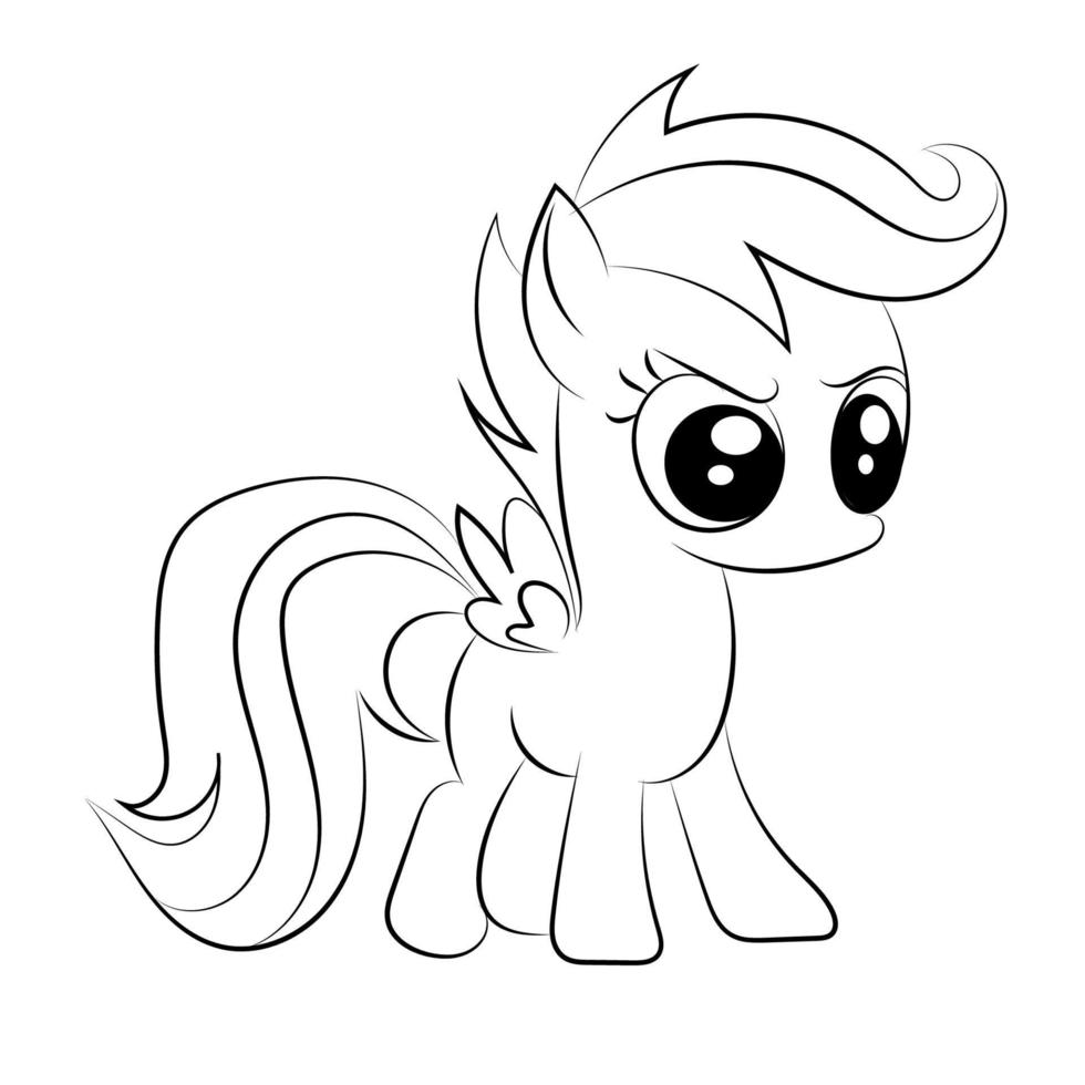 Line art unicorn  Children coloring book page vector