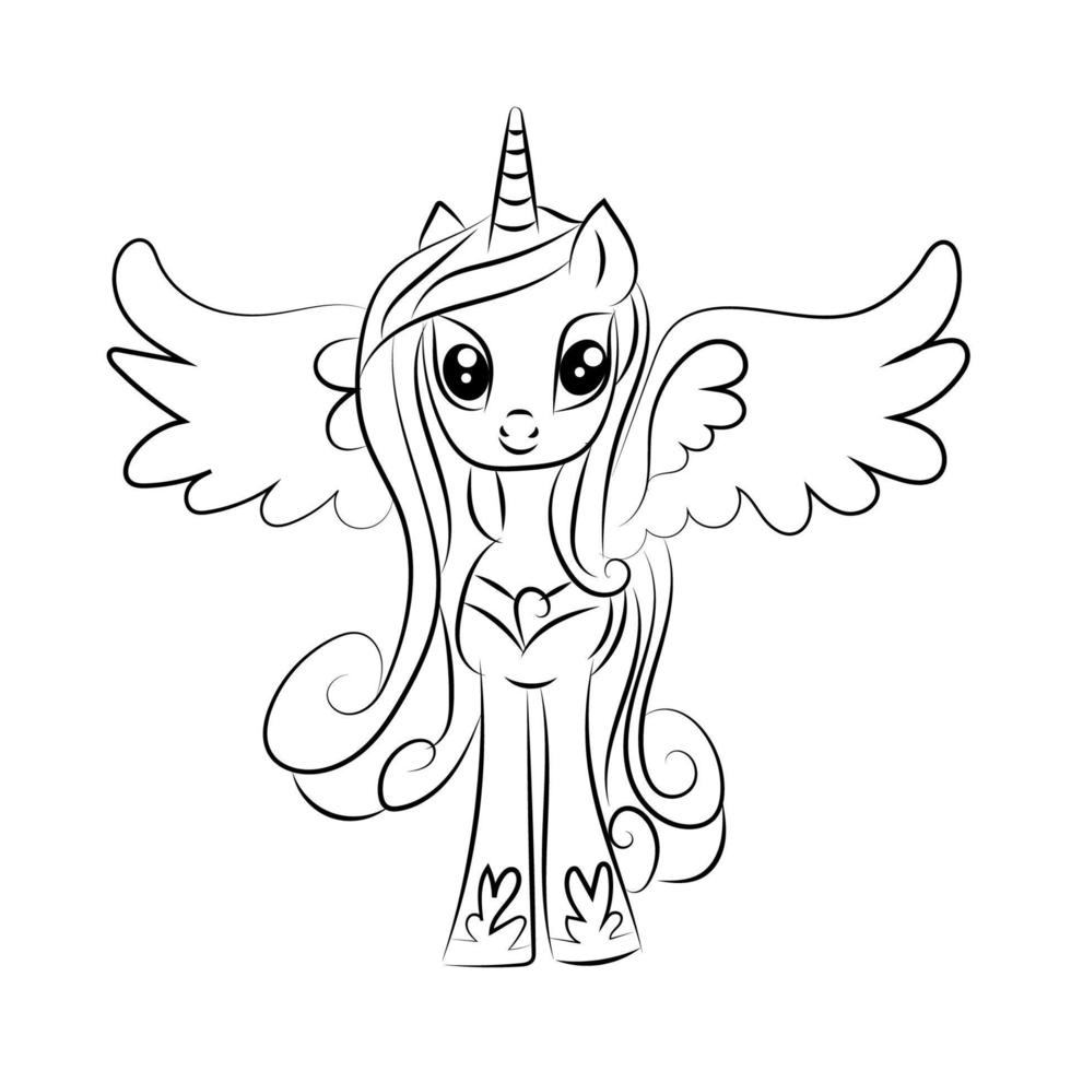 Children Coloring page design with cute unicorn vector