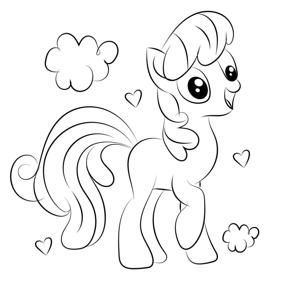 Children Coloring page design with cute unicorn vector