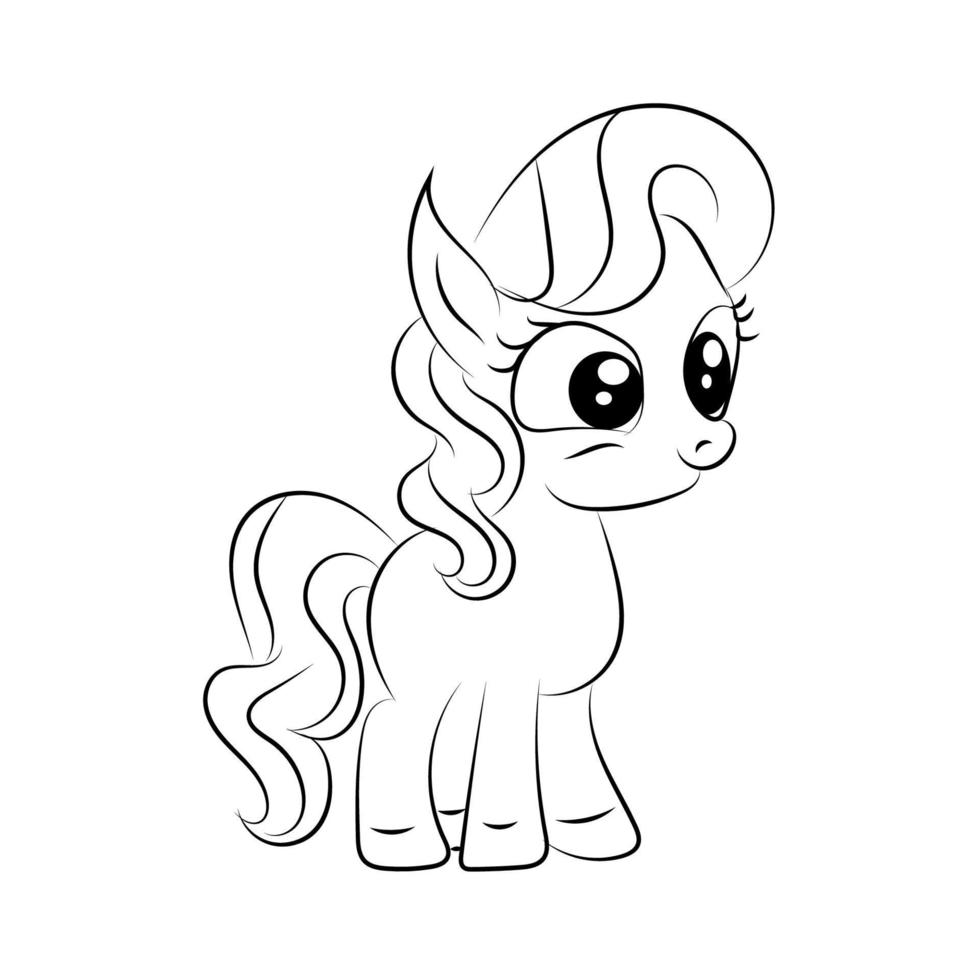 Line art unicorn  Children coloring book page vector