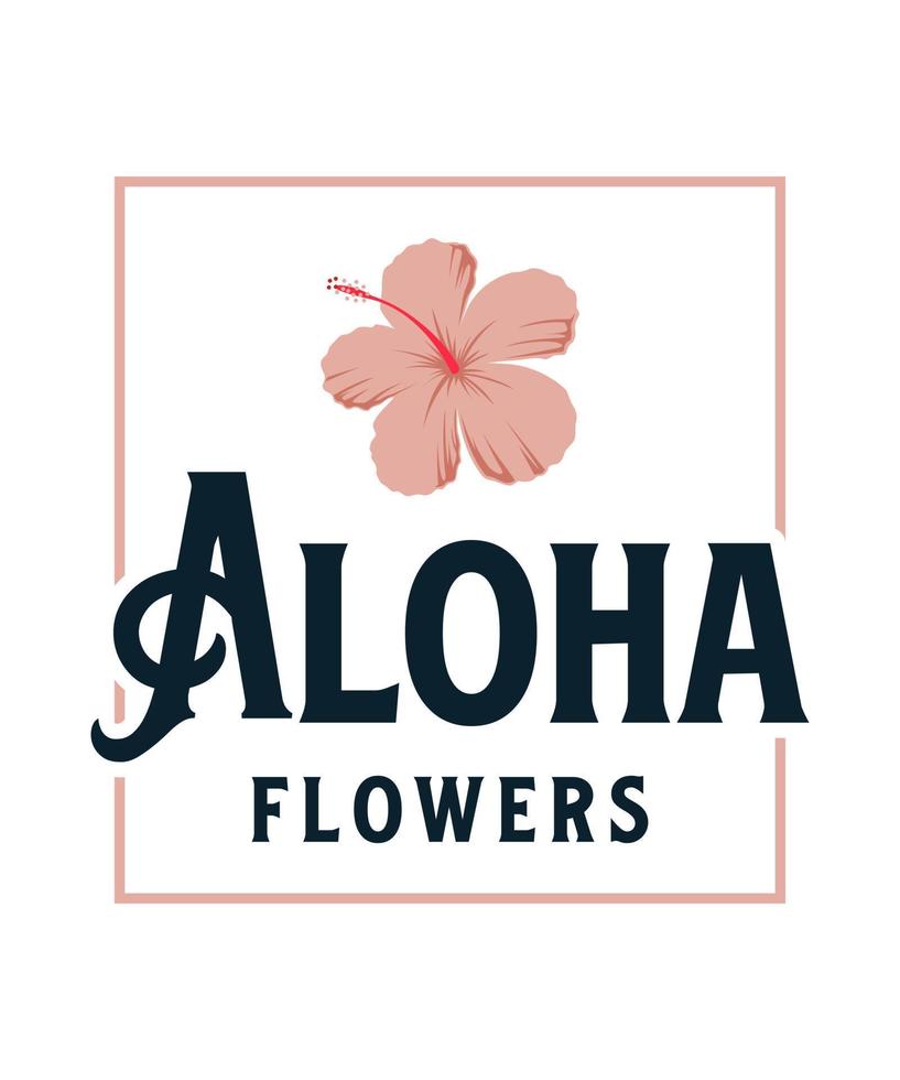 aloha flores aloha playas logo camiseta diseño vector