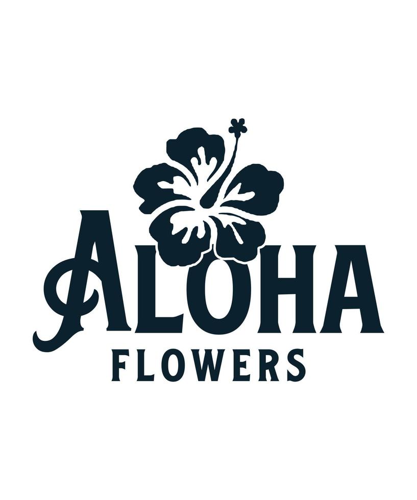 aloha flores aloha playas logo camiseta diseño vector