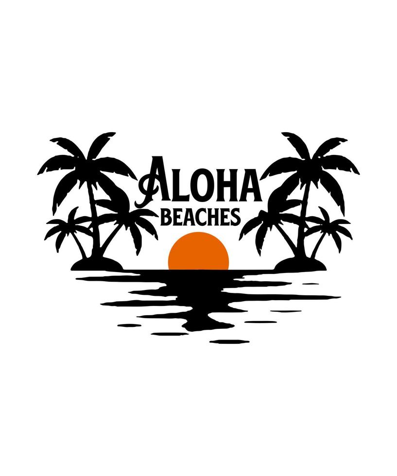 aloha flores aloha playas logo camiseta diseño vector