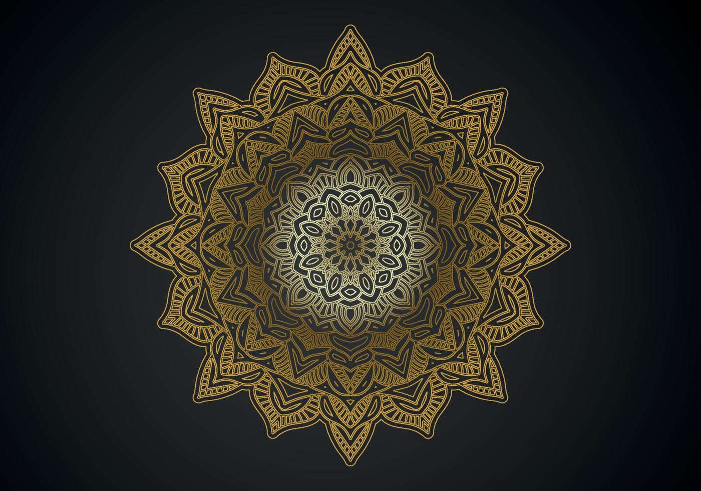 luxury ornamental mandala design background in gold color vector