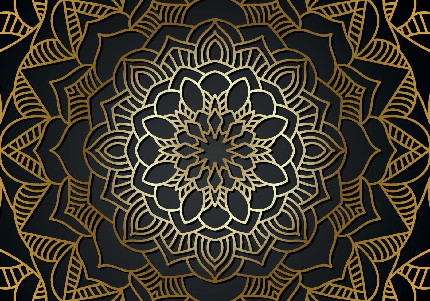 luxury ornamental mandala design background in gold color vector