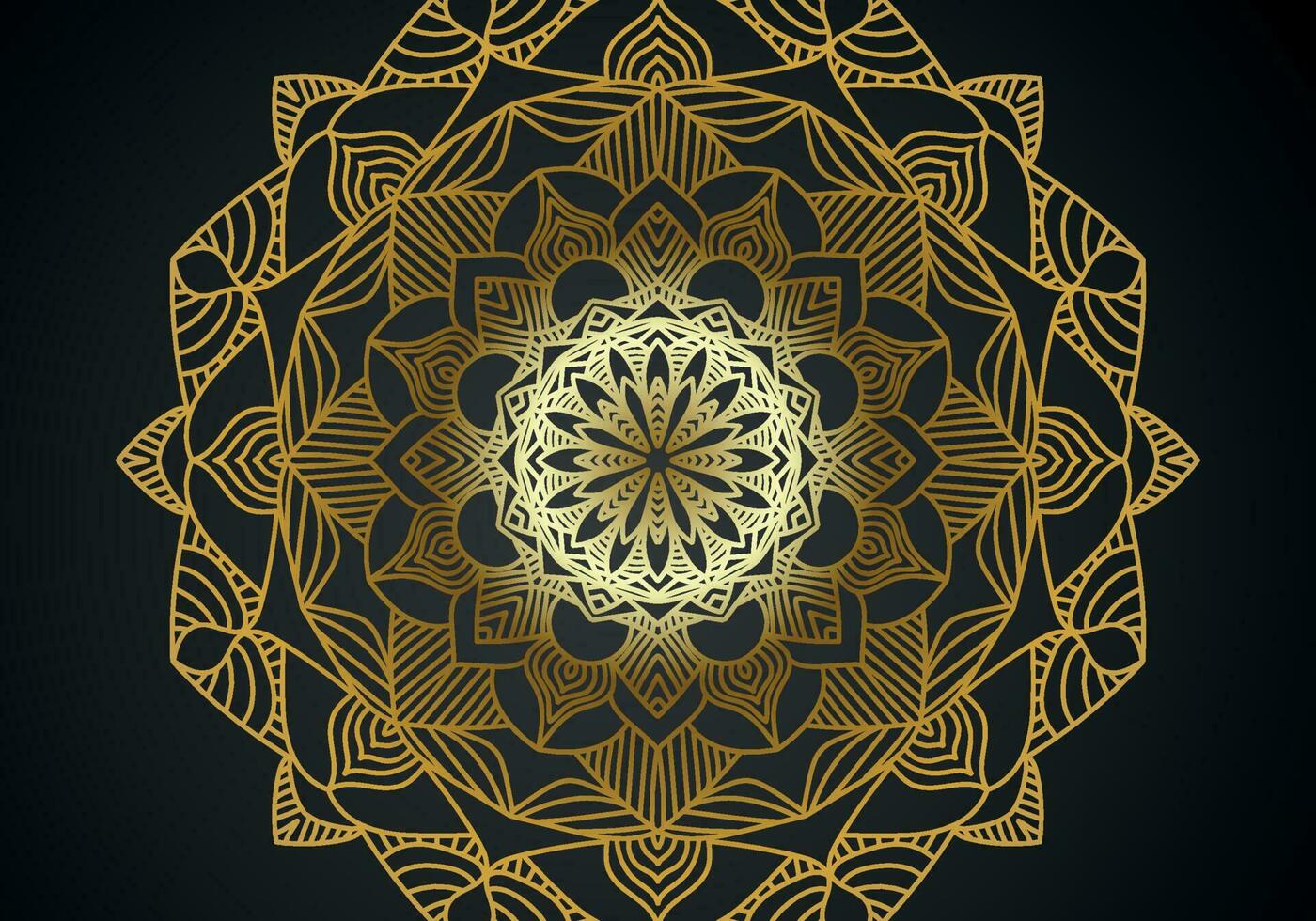 luxury ornamental mandala design background in gold color vector