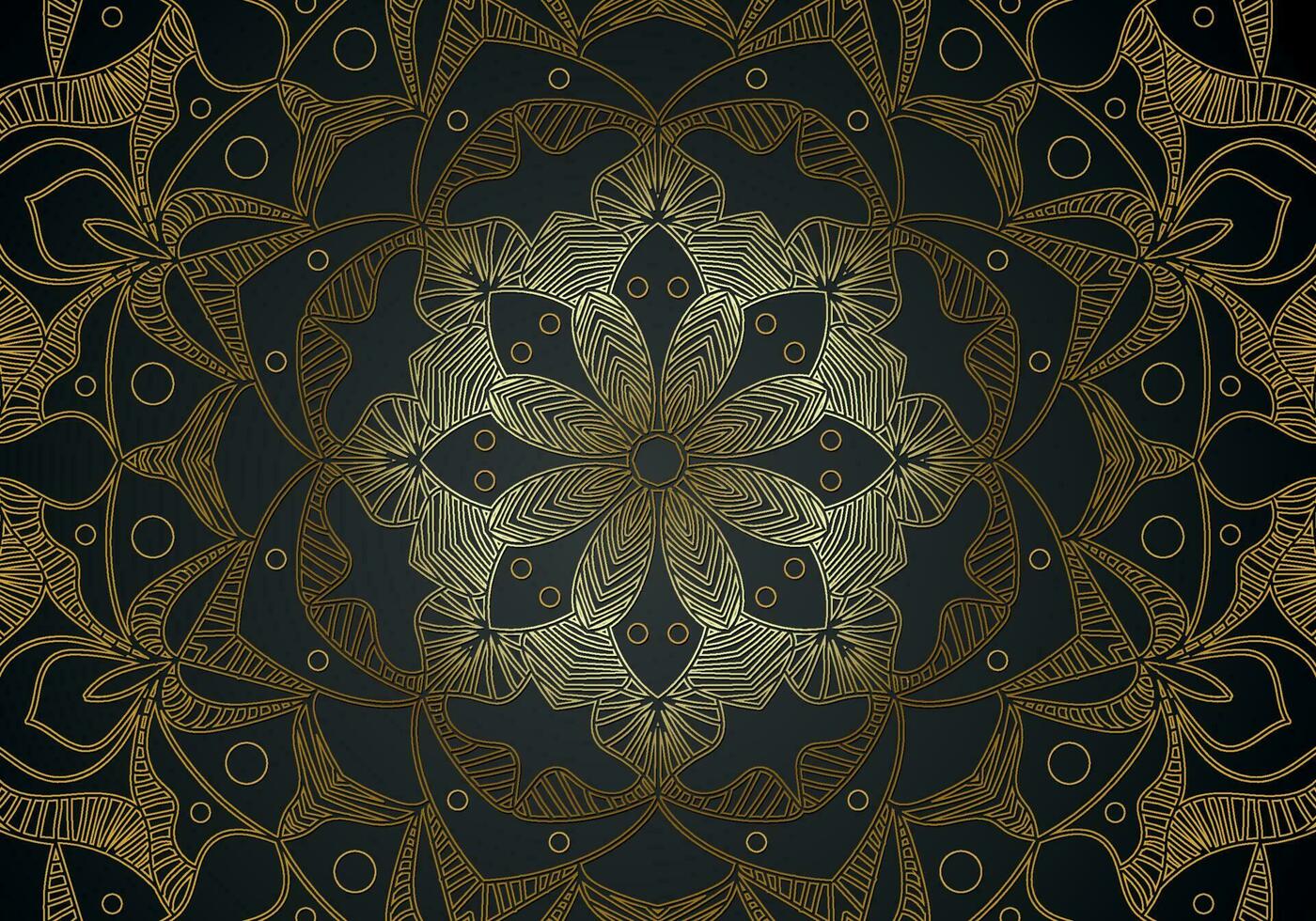 luxury ornamental mandala design background in gold color vector