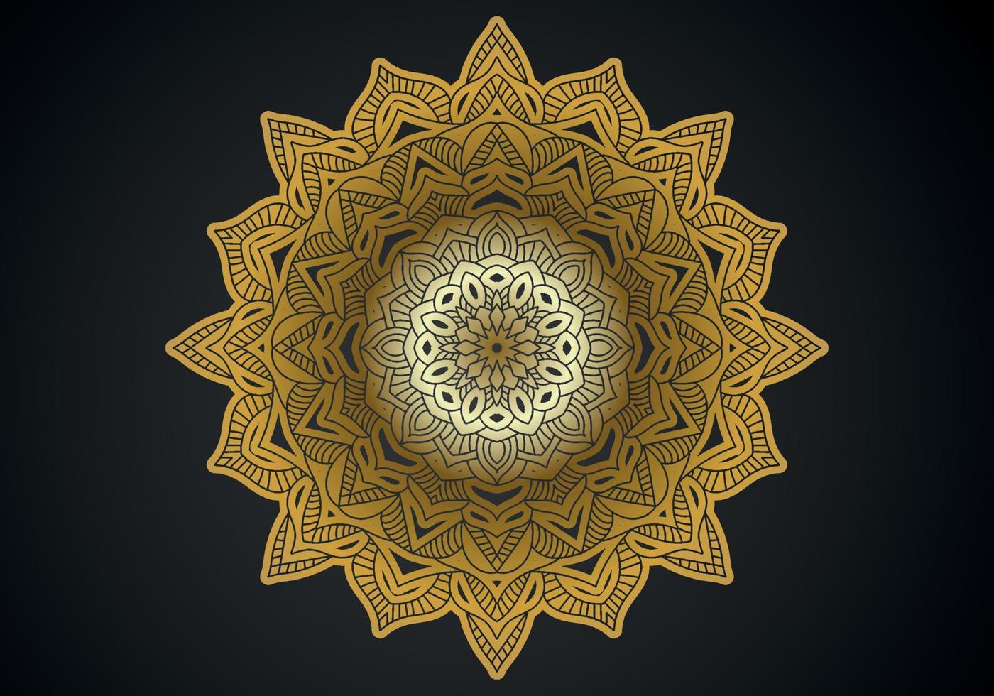 luxury ornamental mandala design background in gold color vector