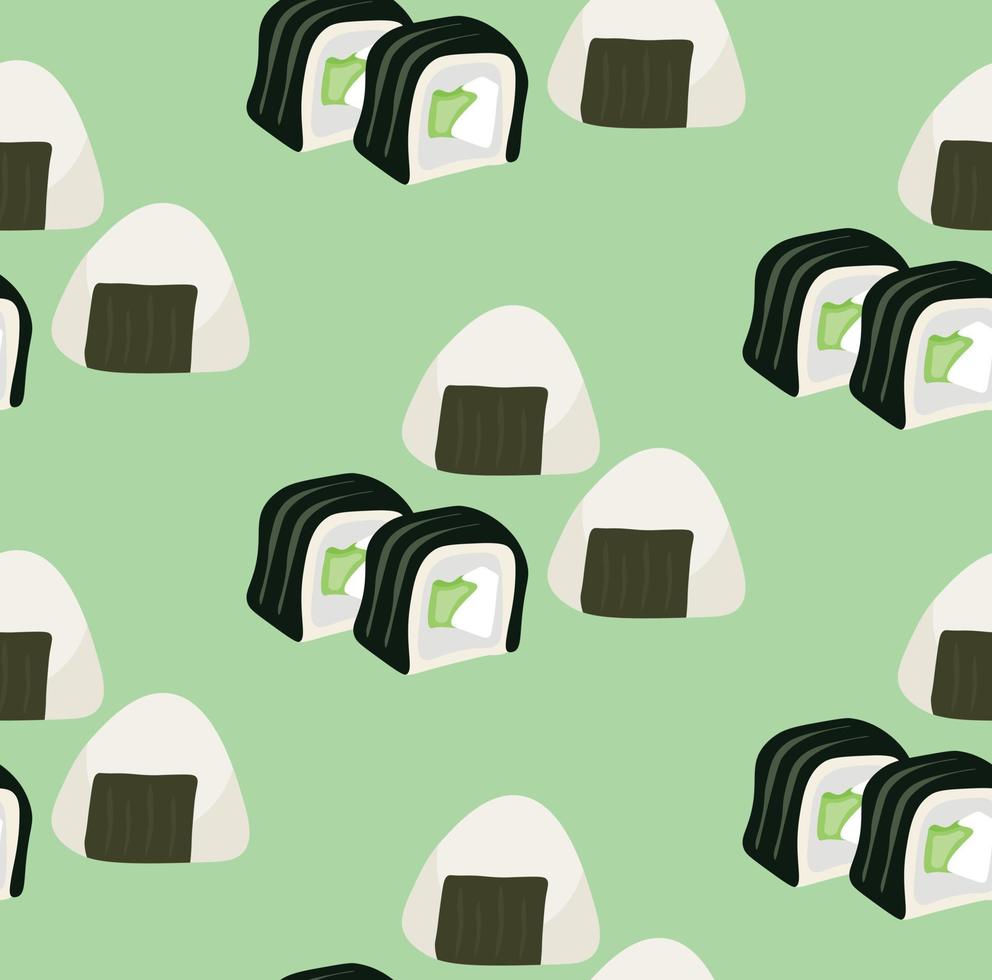 Pattern of onigiri and rolls vector