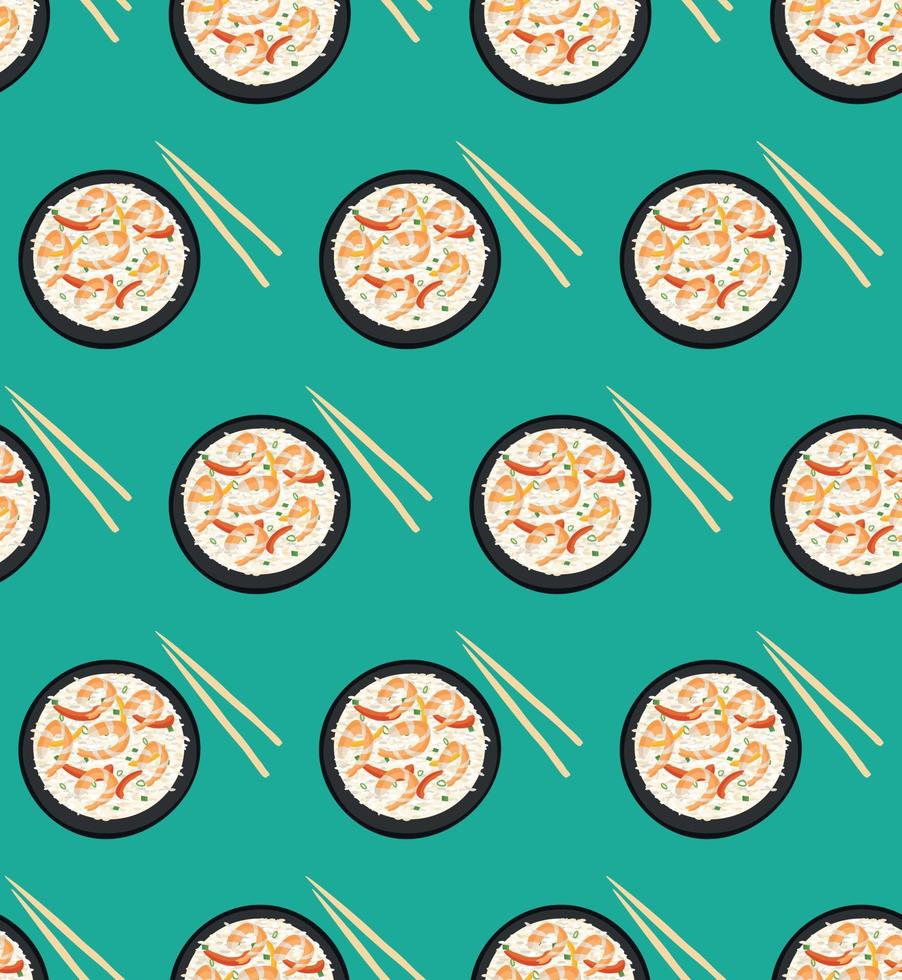 Rice pattern with shrimp vector