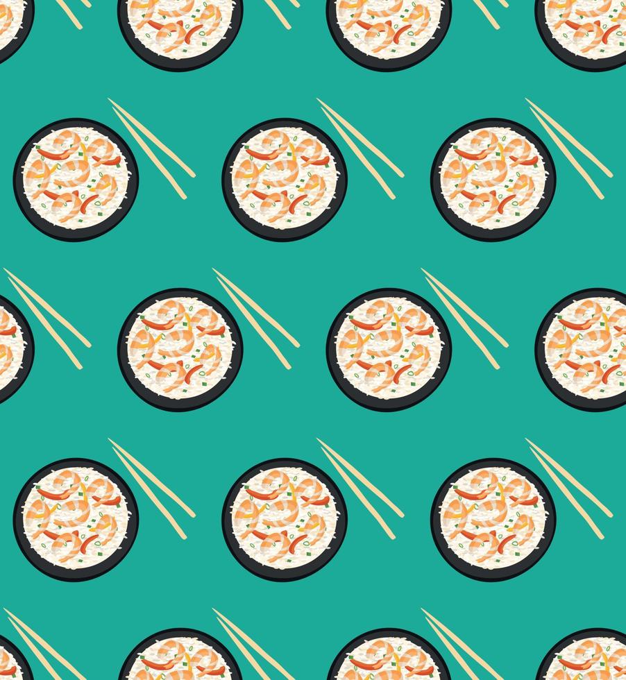 Rice pattern with shrimp vector