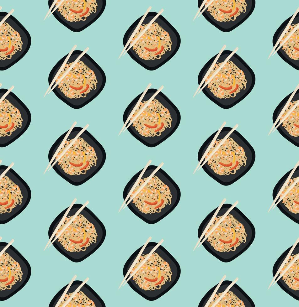 Soba dish pattern with shrimp vector