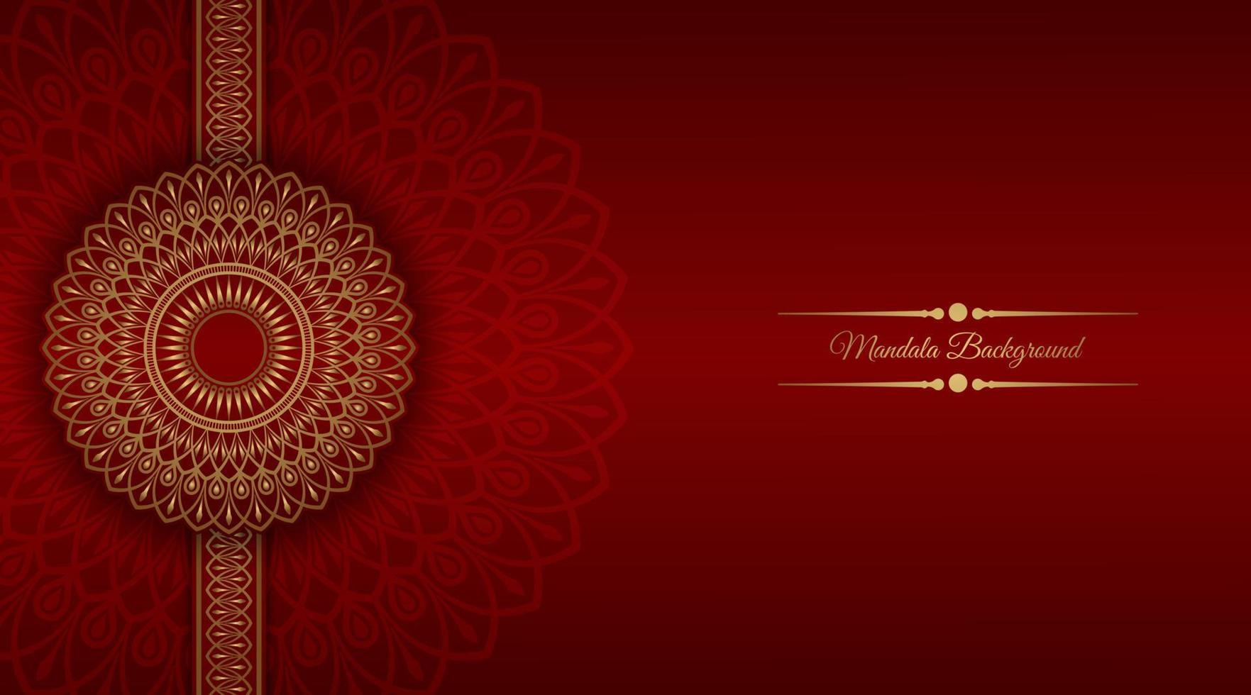 red luxury background, with gold mandala ornament vector