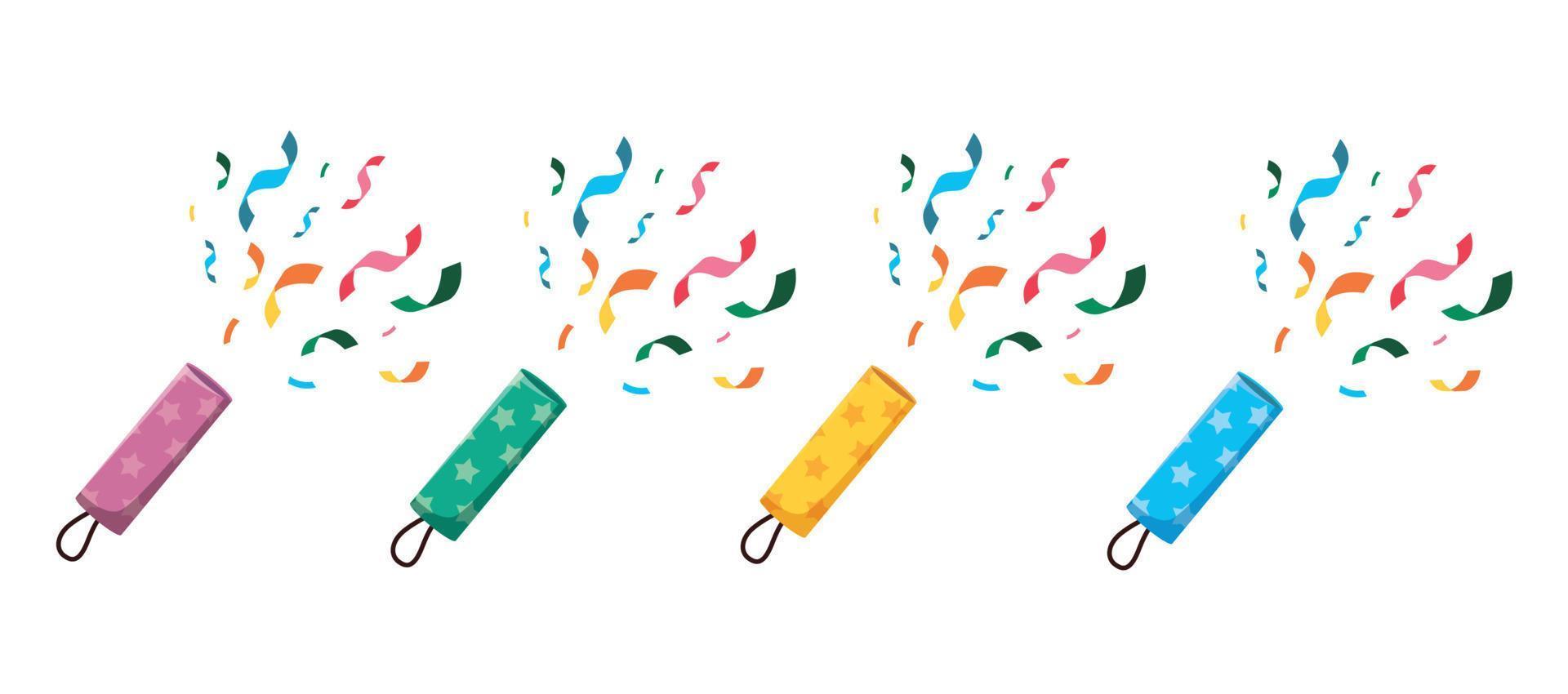 set of Party Icon. Confetti popper illustration vector