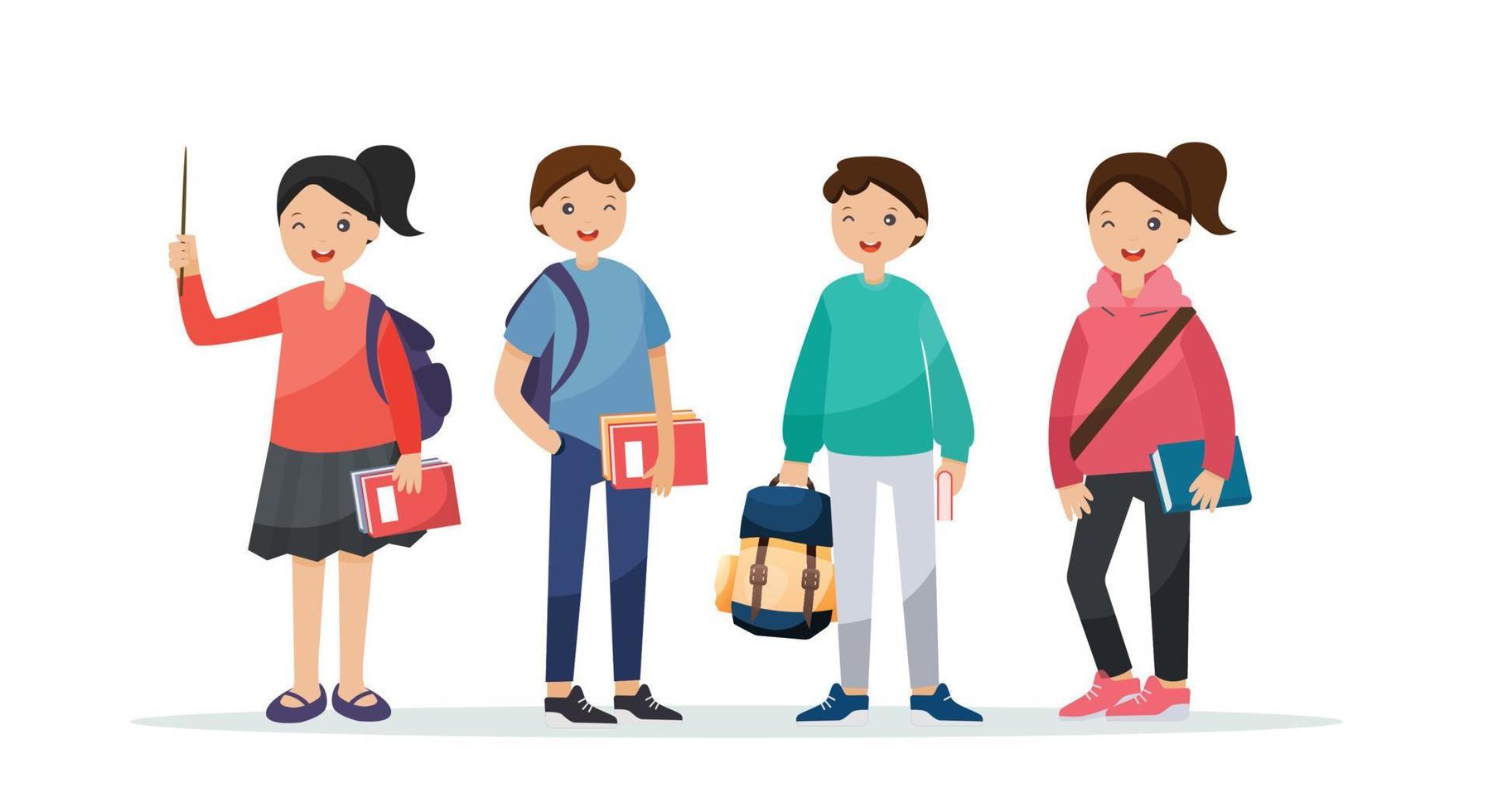 elementary school student. Back to school concept vector illustration