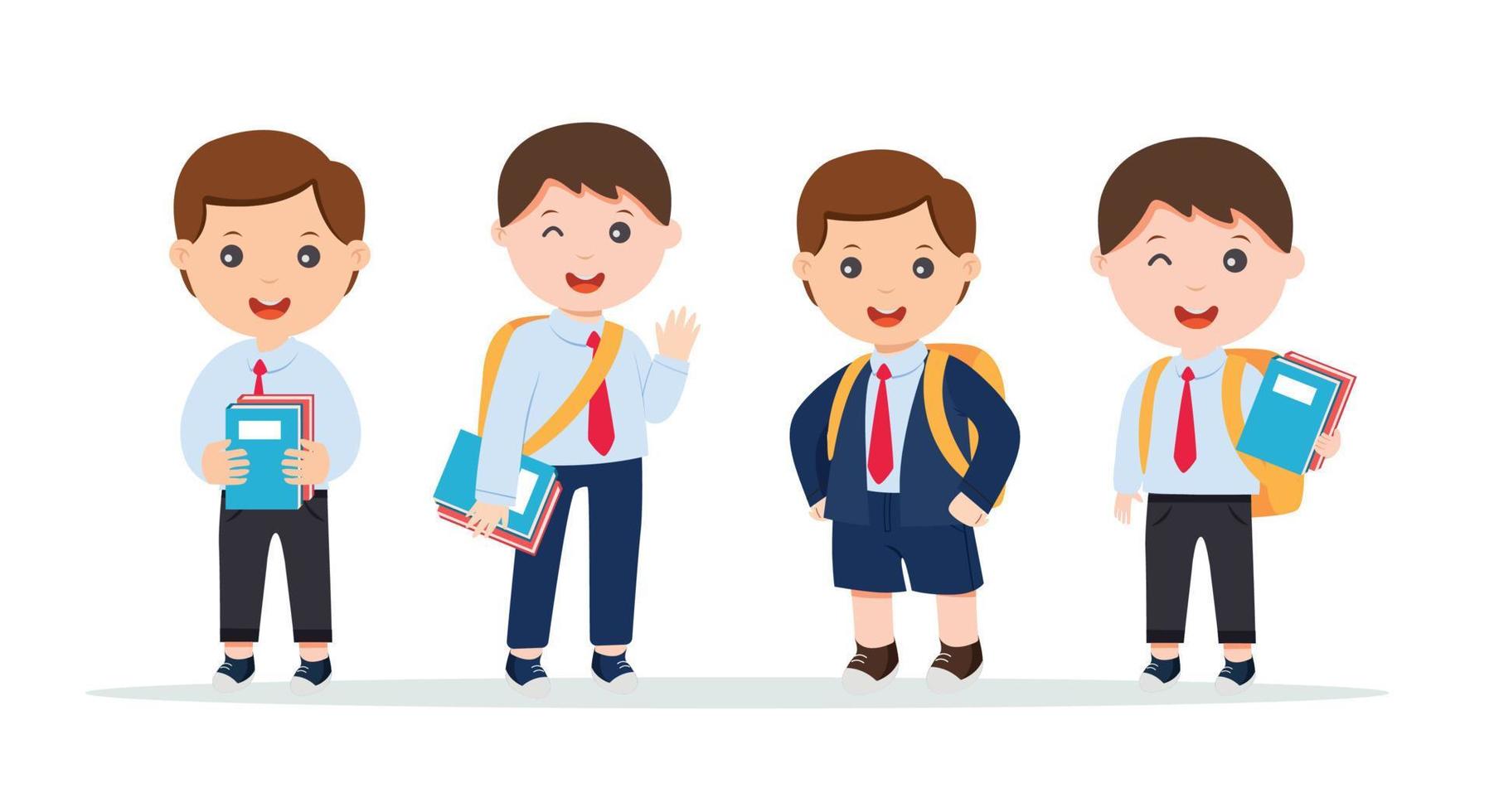 character kids student in school uniform vector illustration