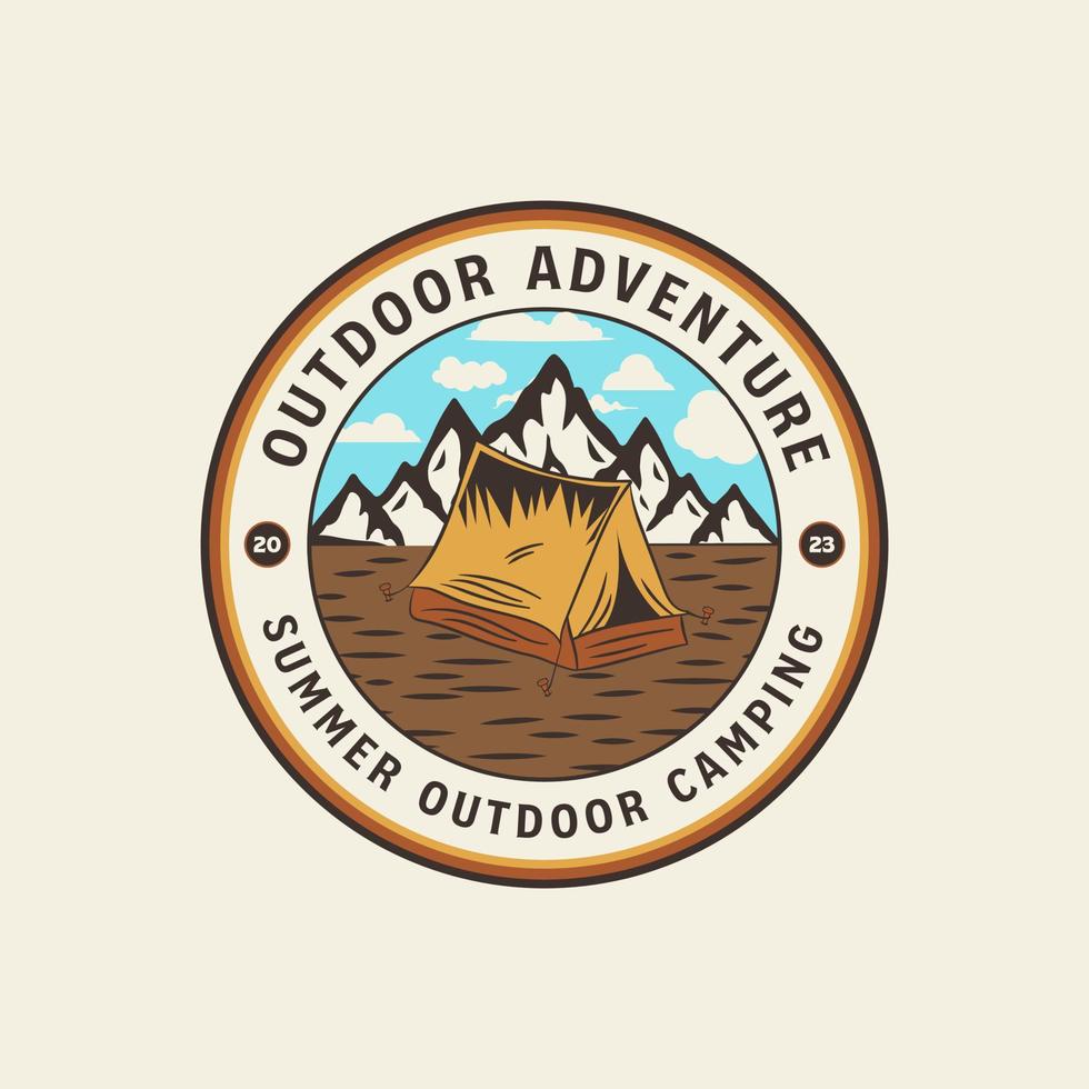 Outdoor Adventure Summer Outdoor Camping Vintage Badge Logo. Outdoor Sticker Camping Illustration Retro Badge vector