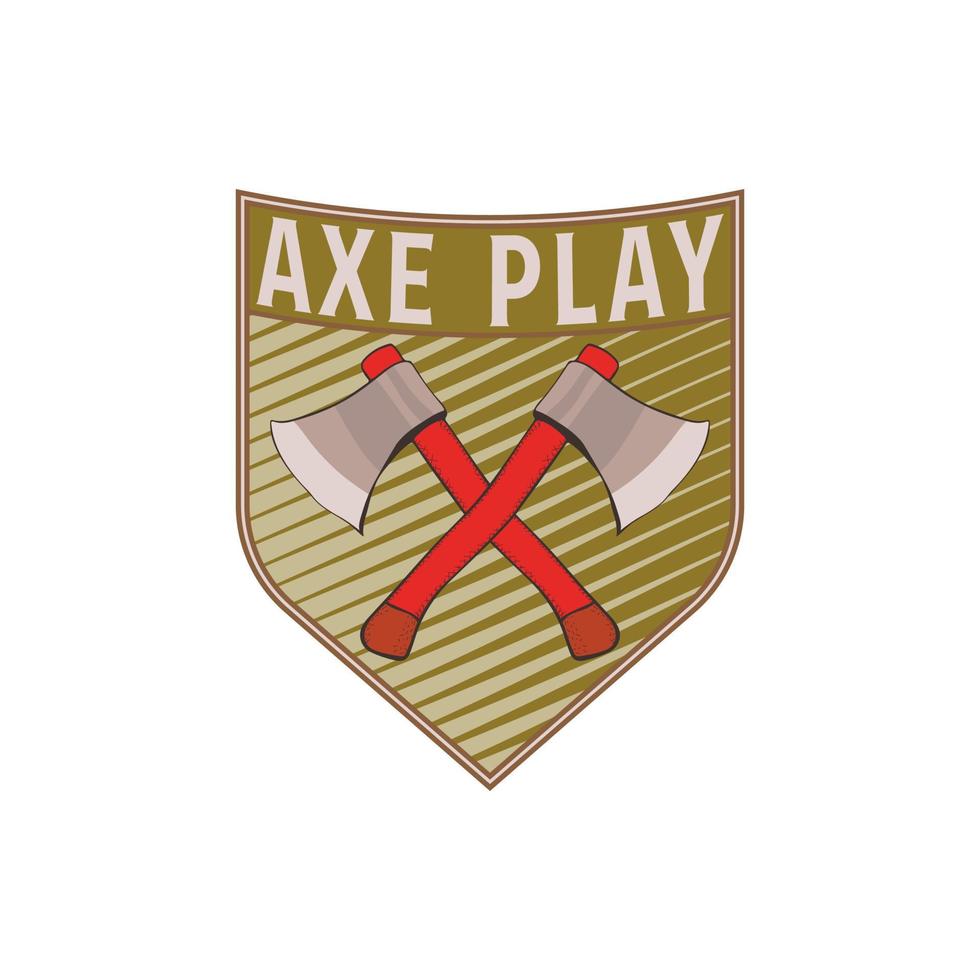 Axe Play Wild Badge Illustration. vector