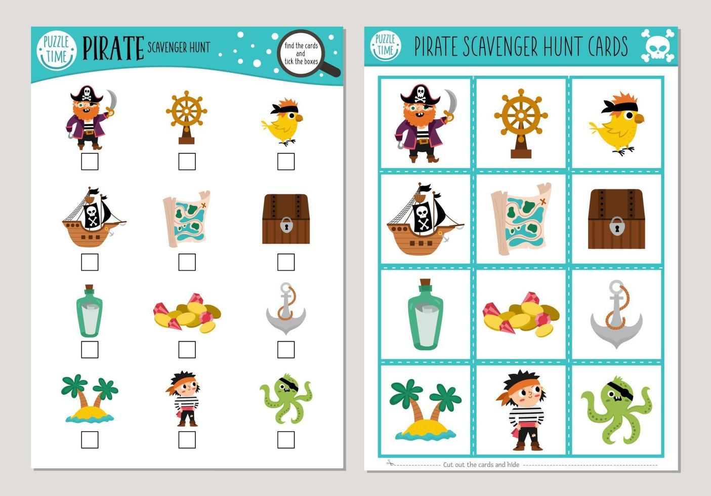 Vector pirate scavenger hunt cards set. Seek and find game with cute pirate, ship, mermaid for kids. Sea adventures or treasure island searching activity. Simple educational printable worksheet 23090425 Vector Art at vector-pirate-scavenger-hunt-cards-set-seek-and-find-game-with-cute-pirate-ship-mermaid-for-kids-sea-adventures-or-treasure-island-searching-activity-simple-educational-printable-worksheet-23090425-vector-art-at
