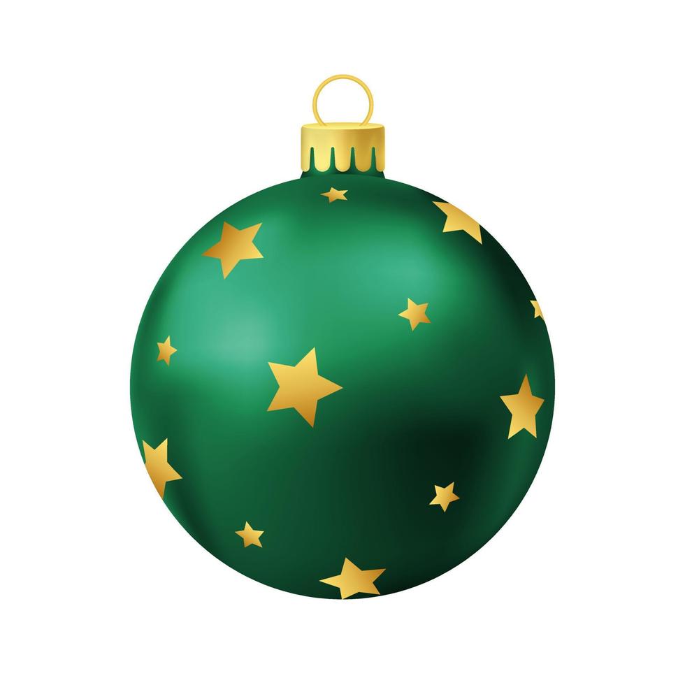 bola de árbol de navidad verde con estrella dorada vector