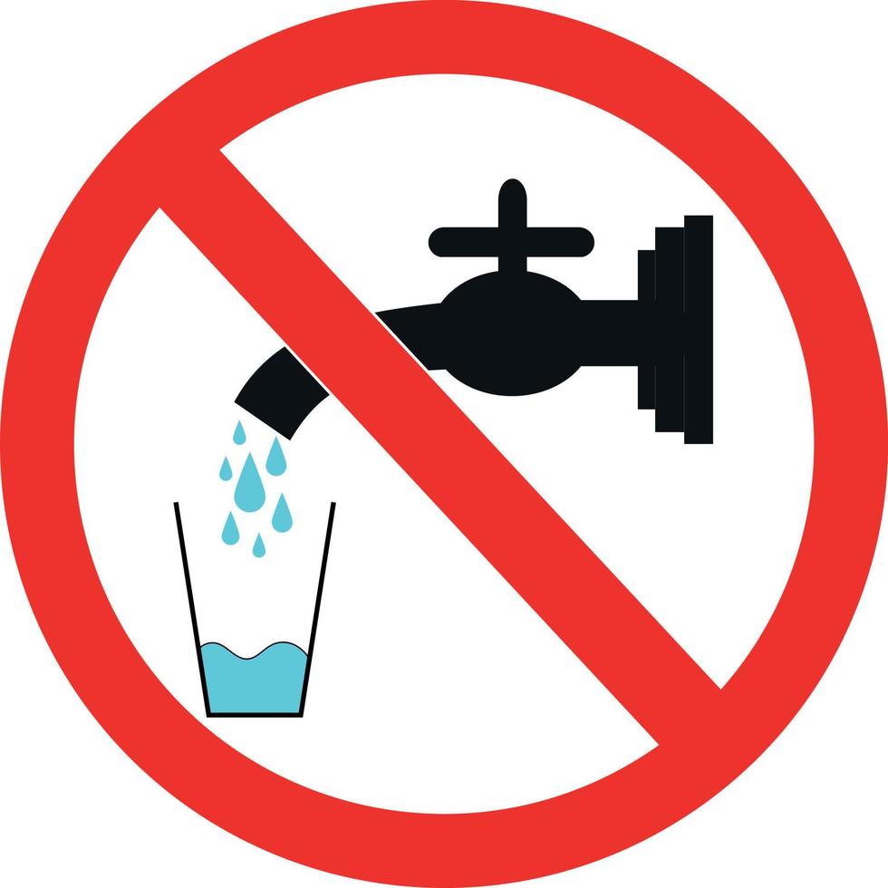 Bebiendo prohibición firmar, concepto de no potable agua vector