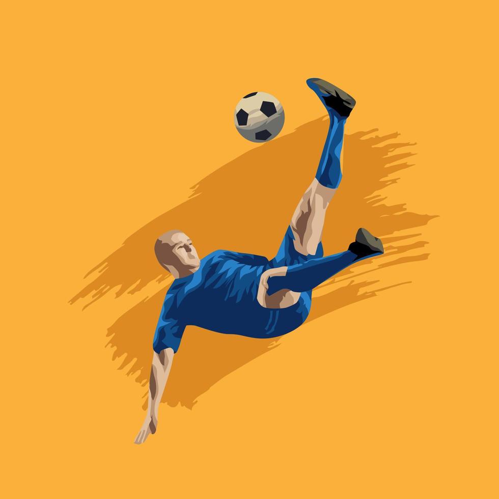 Vector soccer player is kicking the ball