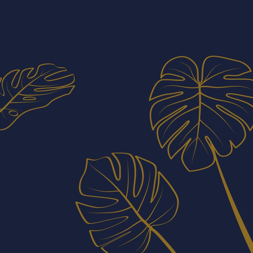 monstera leaves isolated dark background vector