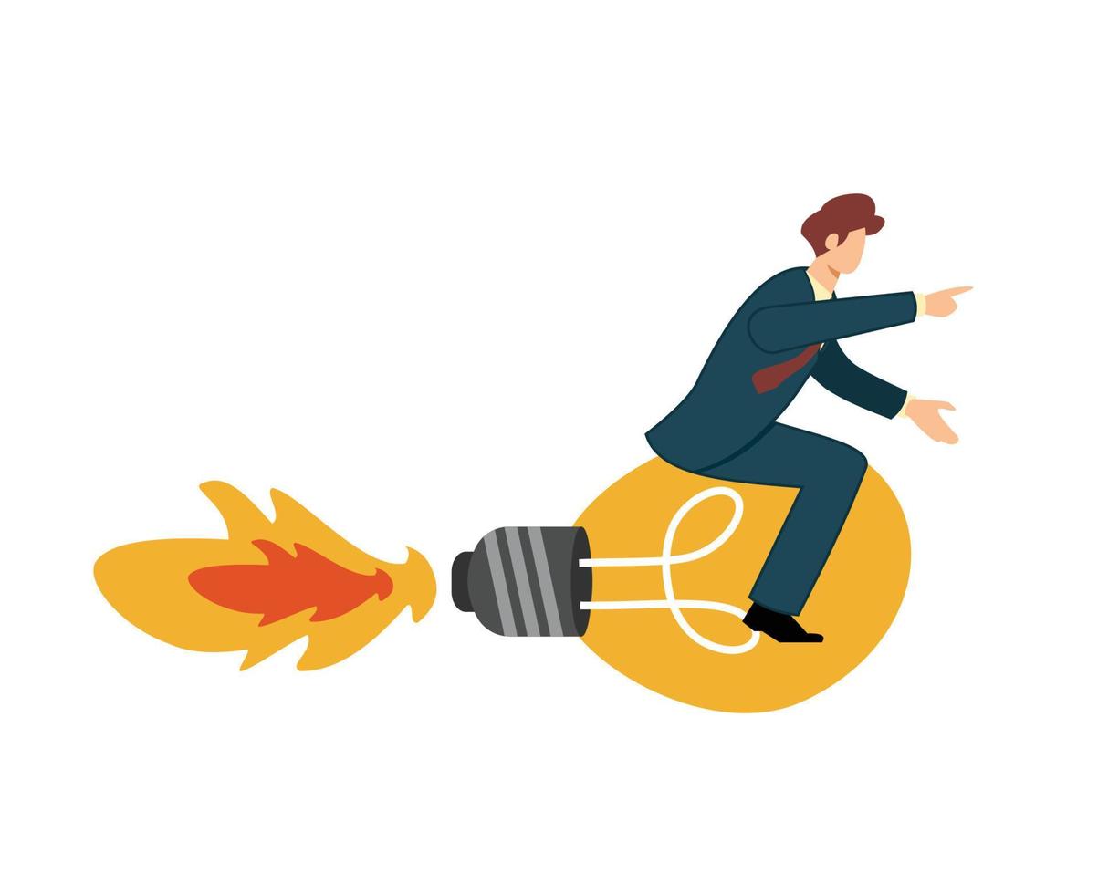 see a business opportunity. creative idea concept. businessman driving light bulb concept of improving business vector
