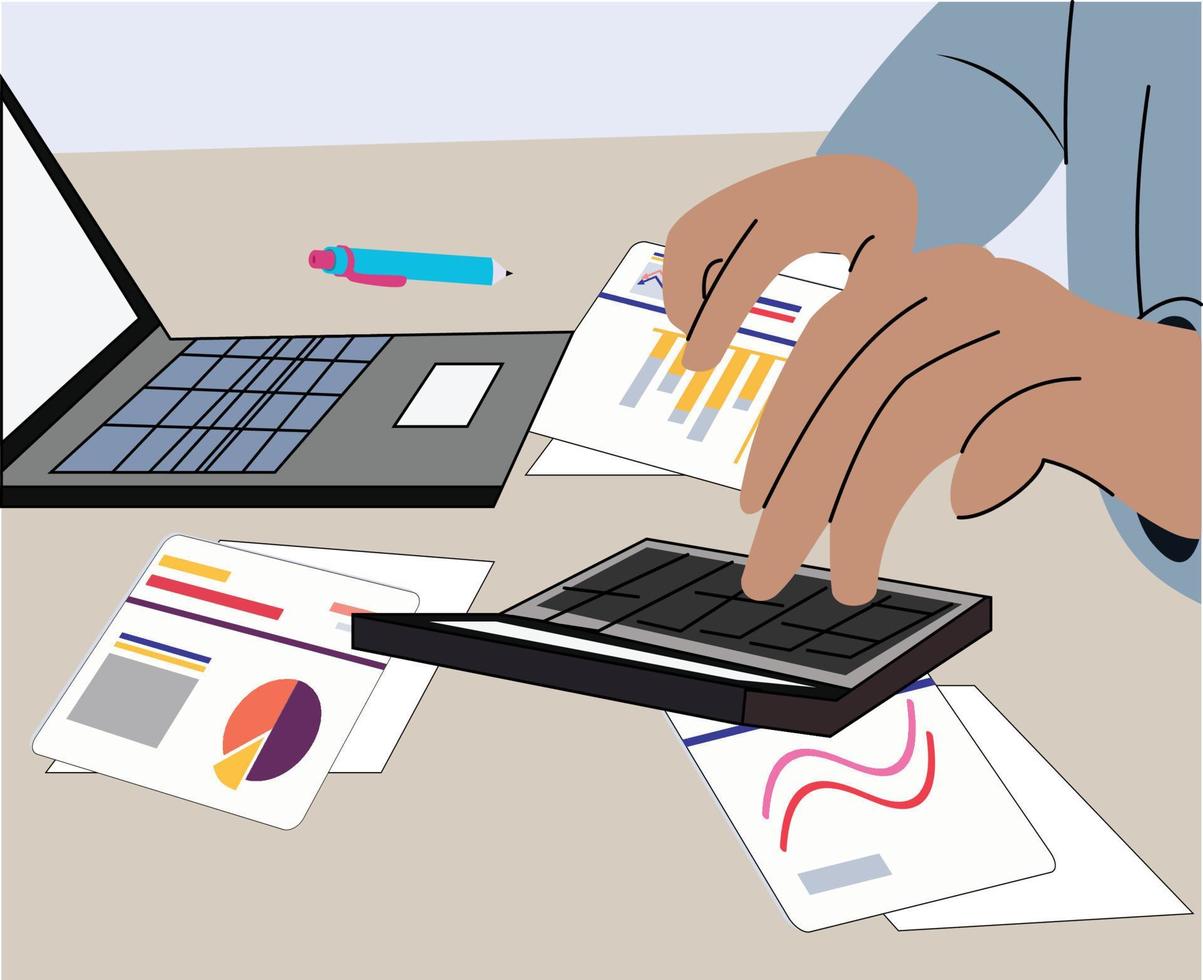 data analysis. office worker concept checking chart data vector