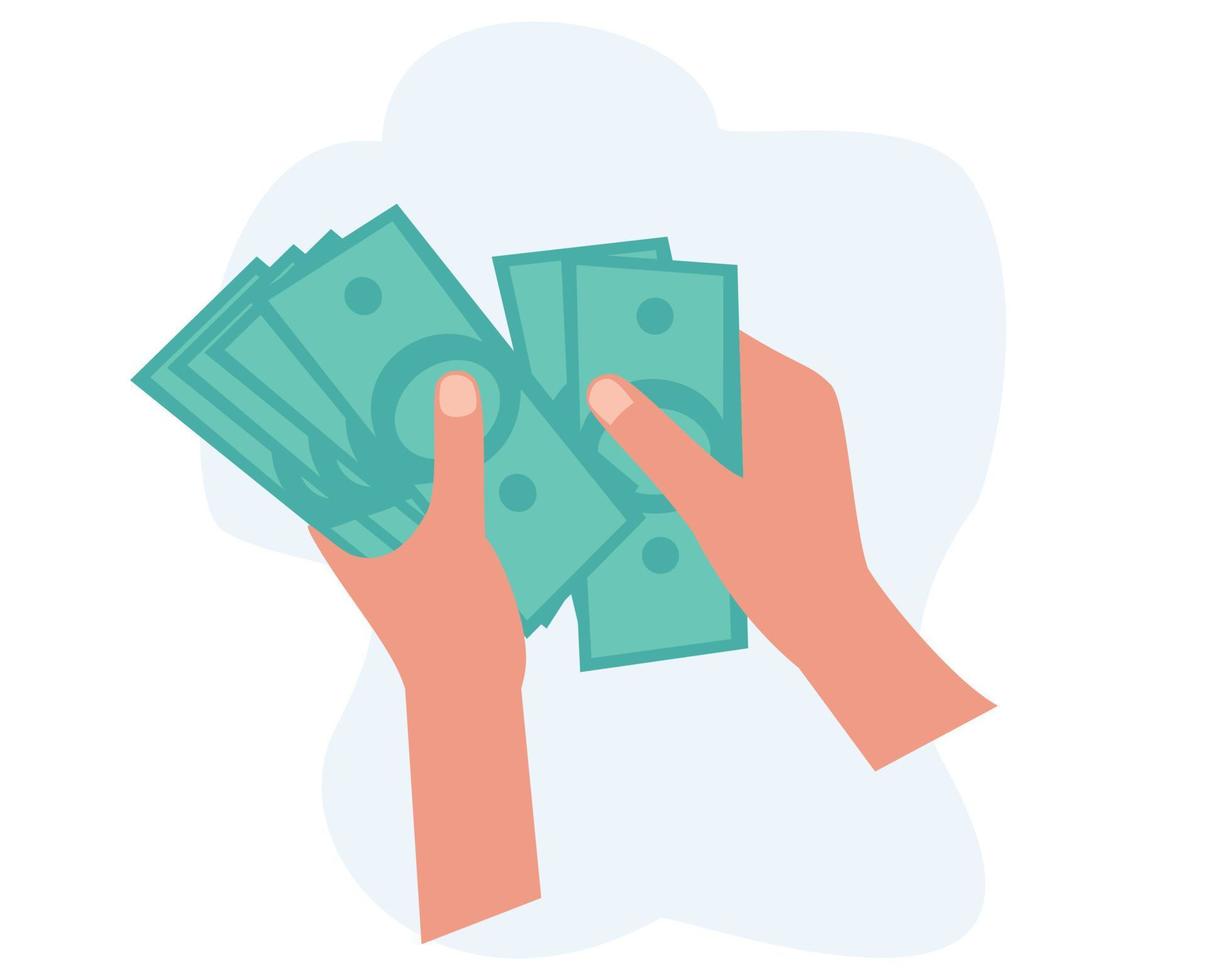 icono de mano participación dólar factura. ilustración de mano contando dinero vector