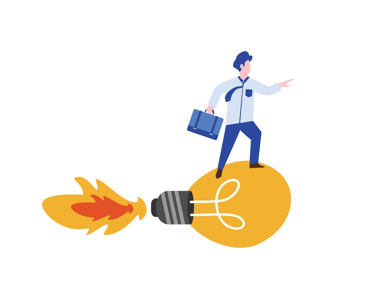 businessman driving light bulb. see a business opportunity. creative idea concept. concept of improving business vector