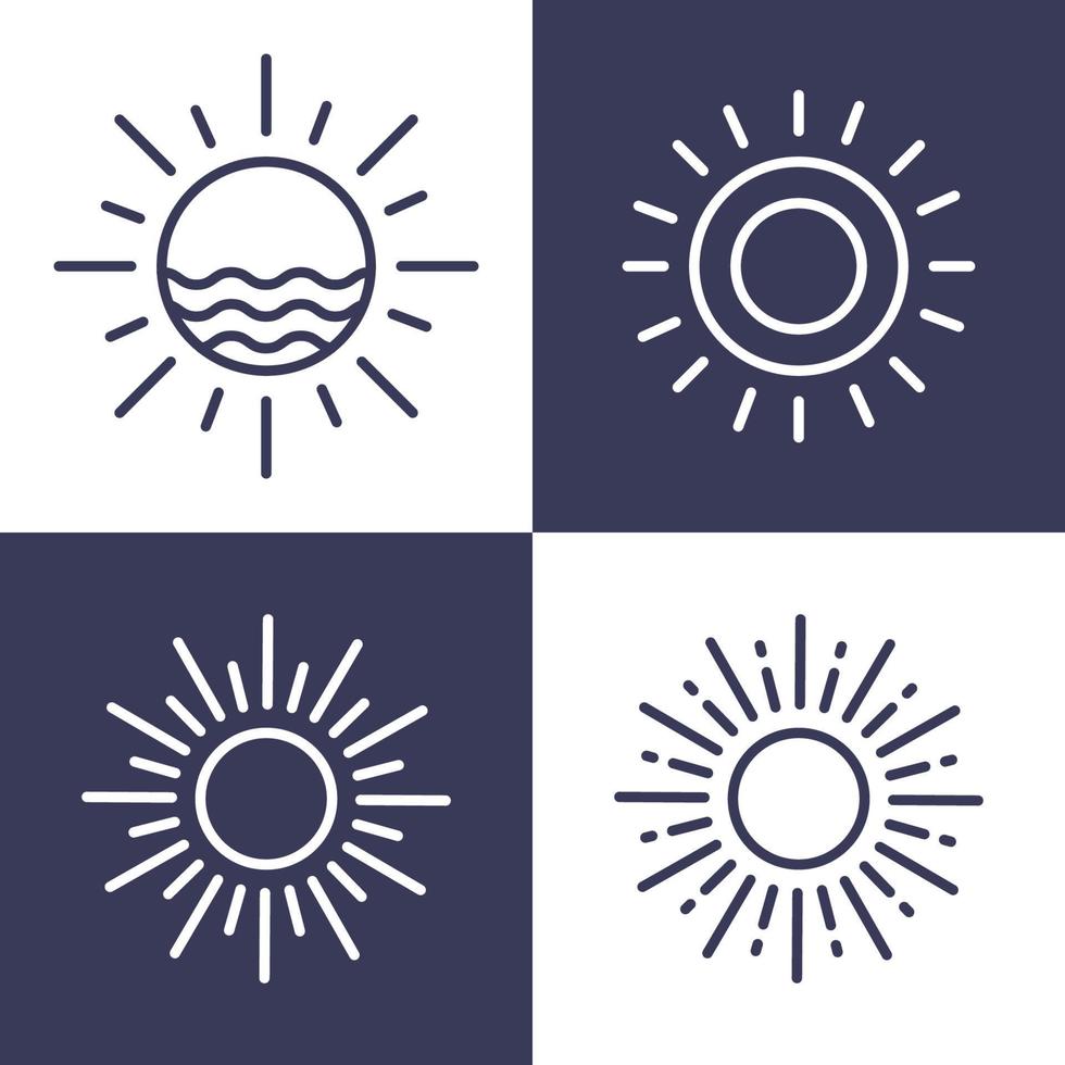 sun logo outline design simple decoration element symbol icon set vector