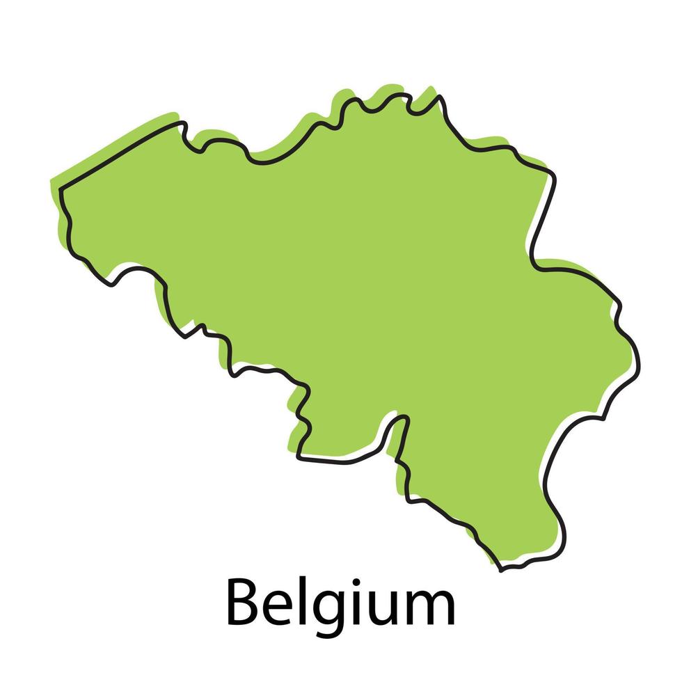 Belgium map - simple hand drawn stylized concept with sketch black line outline contour. country border silhouette drawing vector illustration