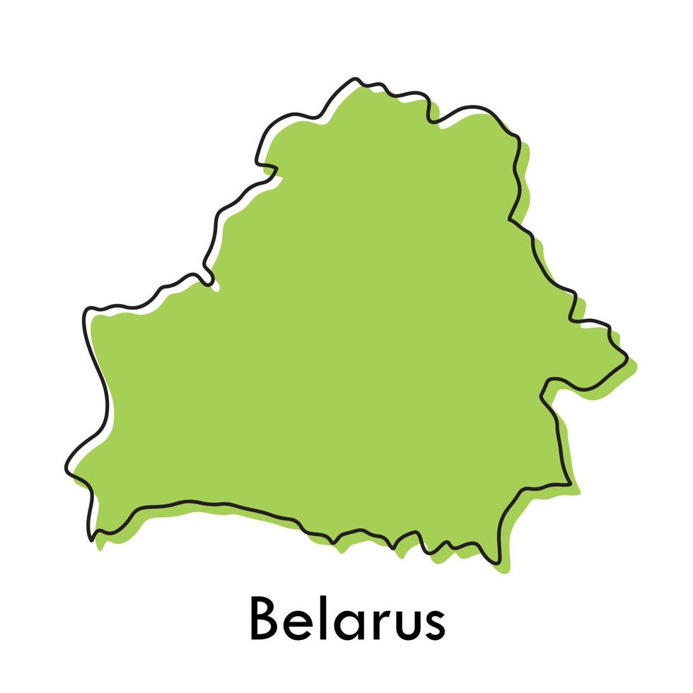 bielorrusia mapa - sencillo mano dibujado estilizado concepto con bosquejo negro línea contorno contorno. país frontera silueta dibujo vector ilustración