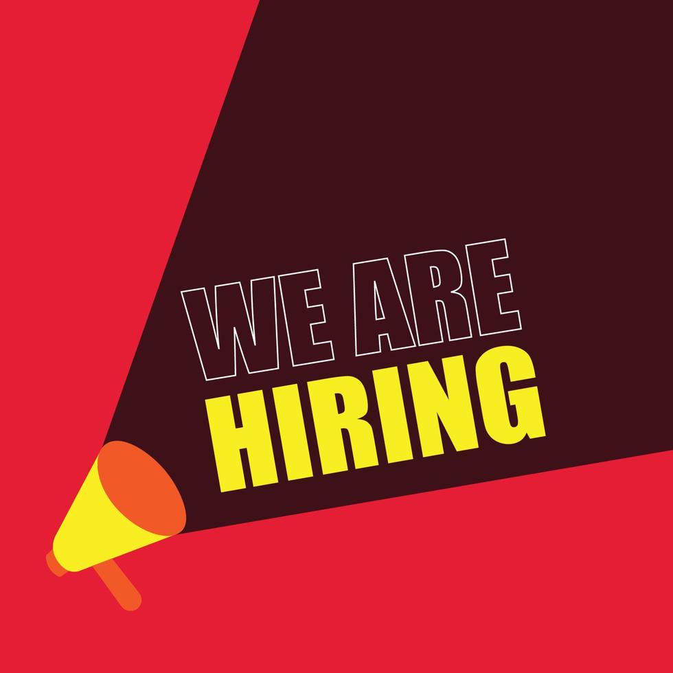 We are hiring banner template design with a megaphone illustration. Hiring announcement banner design. vector