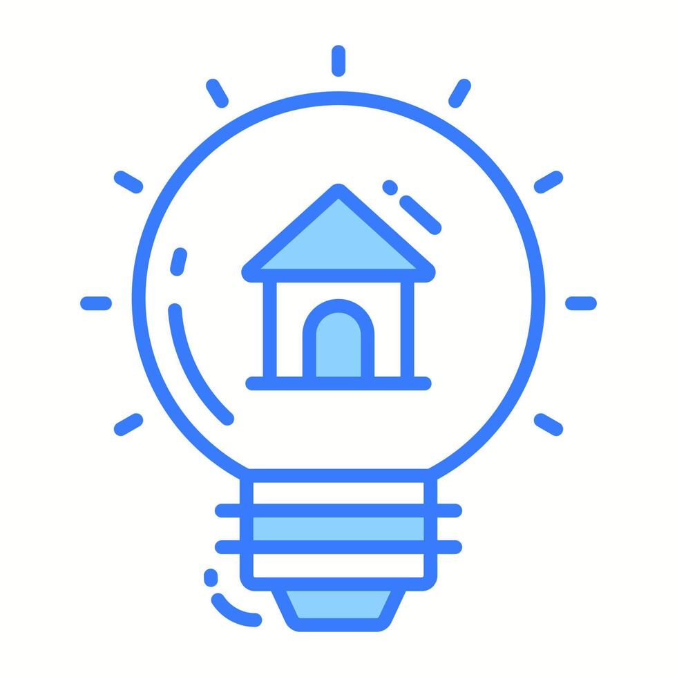 House inside light bulb denoting vector of home idea generation