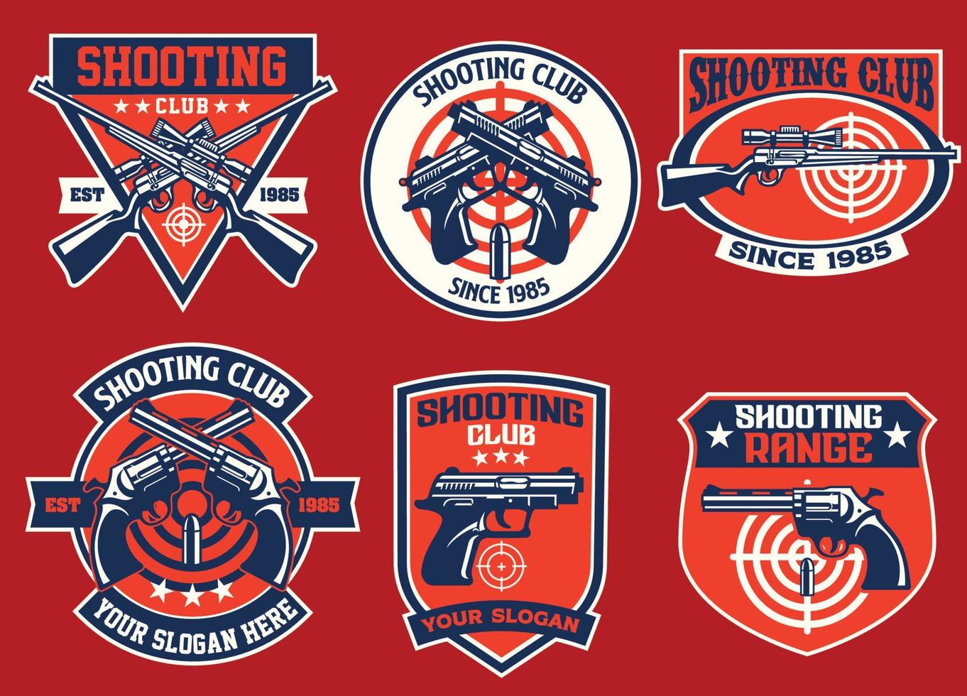 set bundle of shooting club badge collection vector