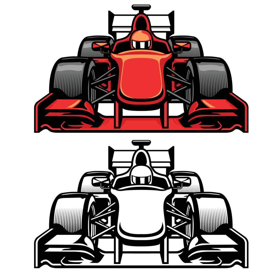 formula car race front side view vector