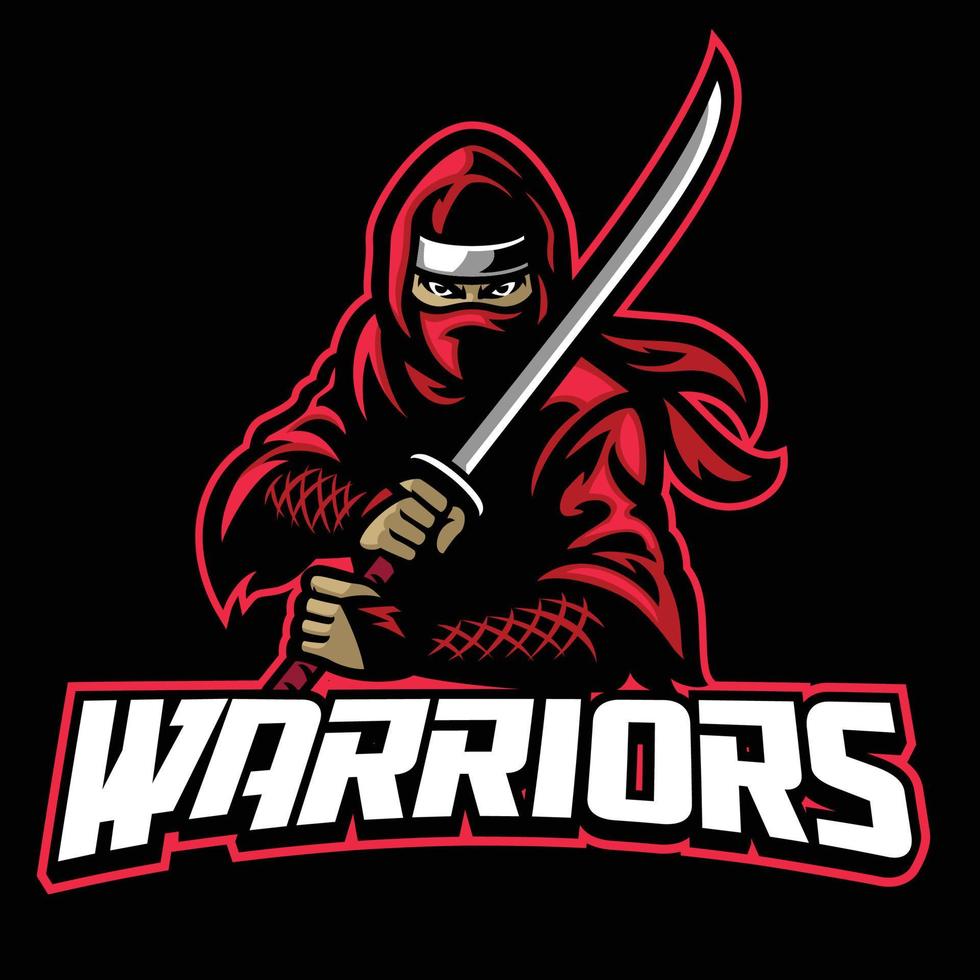ninja warrior mascot hold the sword vector