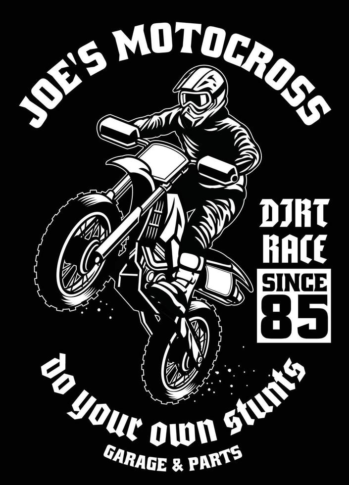 camisa diseño de motocross garaje vector