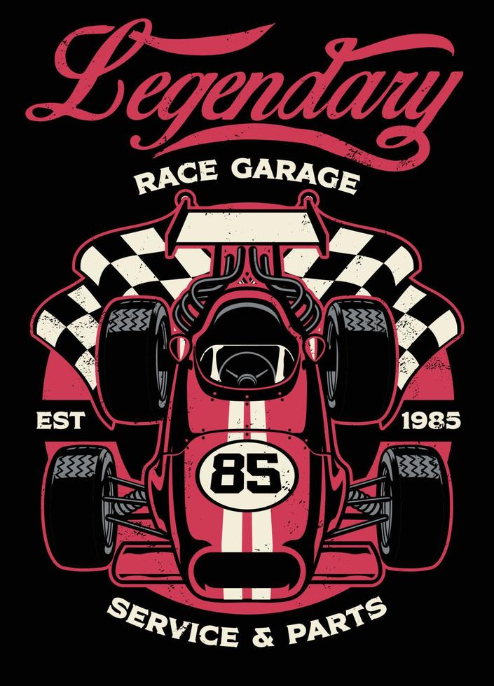 shirt design of vintage formula car racing vector