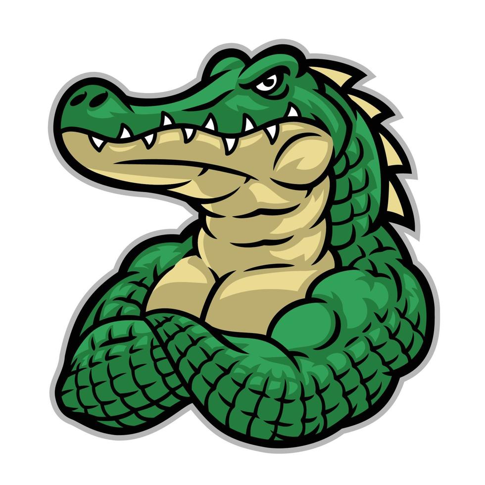 crocodile mascot with huge muscle body vector