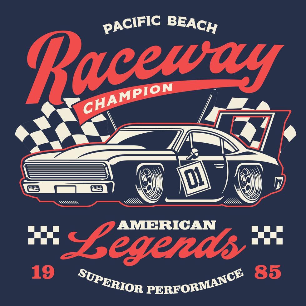 old vintage racing car shirt design vector