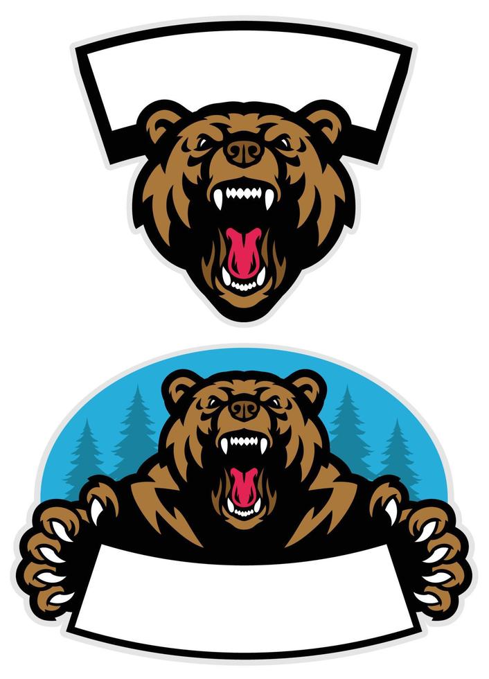 conjunto de oso pardo oso mascota diseño vector