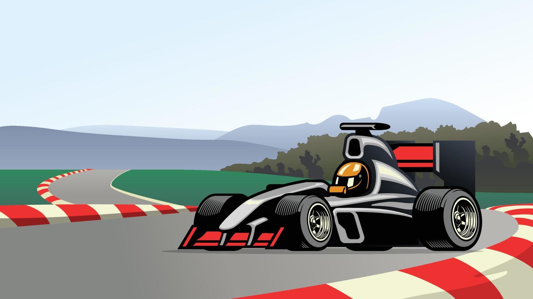 racing formula car on the circuit track vector