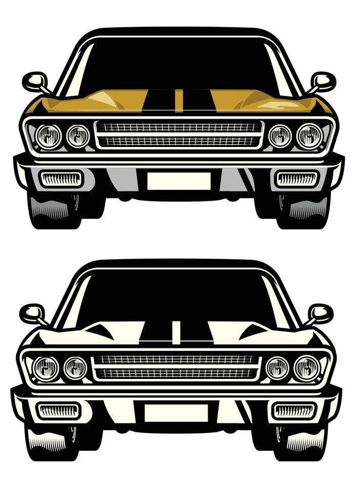 muscle car classic front side look vector