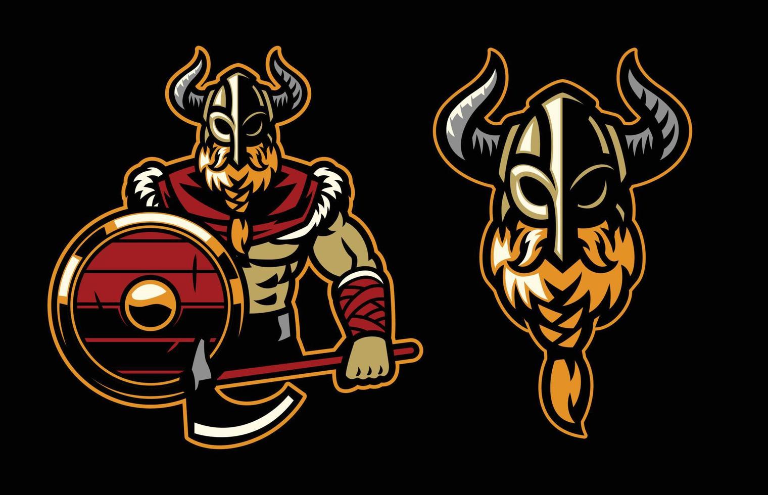 warrior of viking mascot posing vector